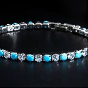 Silver and Blue tennis Bracelet